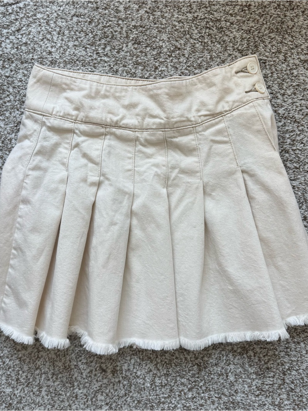 Free People We The Free Pleated Denim Mini Skirt Cream White Size 27